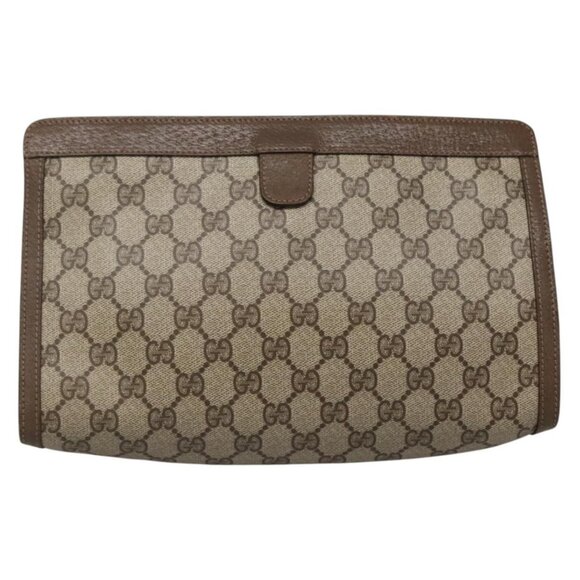 GUCCI GG Supreme Web Sherry Line Clutch Bag PVC Beige Gold 89 01 033 Auth BA4626 - Picture 3 of 16